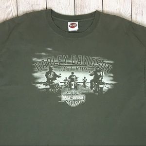 Harley Davidson T-shirt Olive Green Sz 2XL